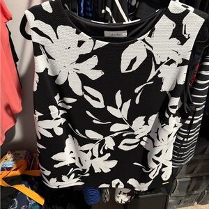 Calvin Klein Black and White Boxy Blouse